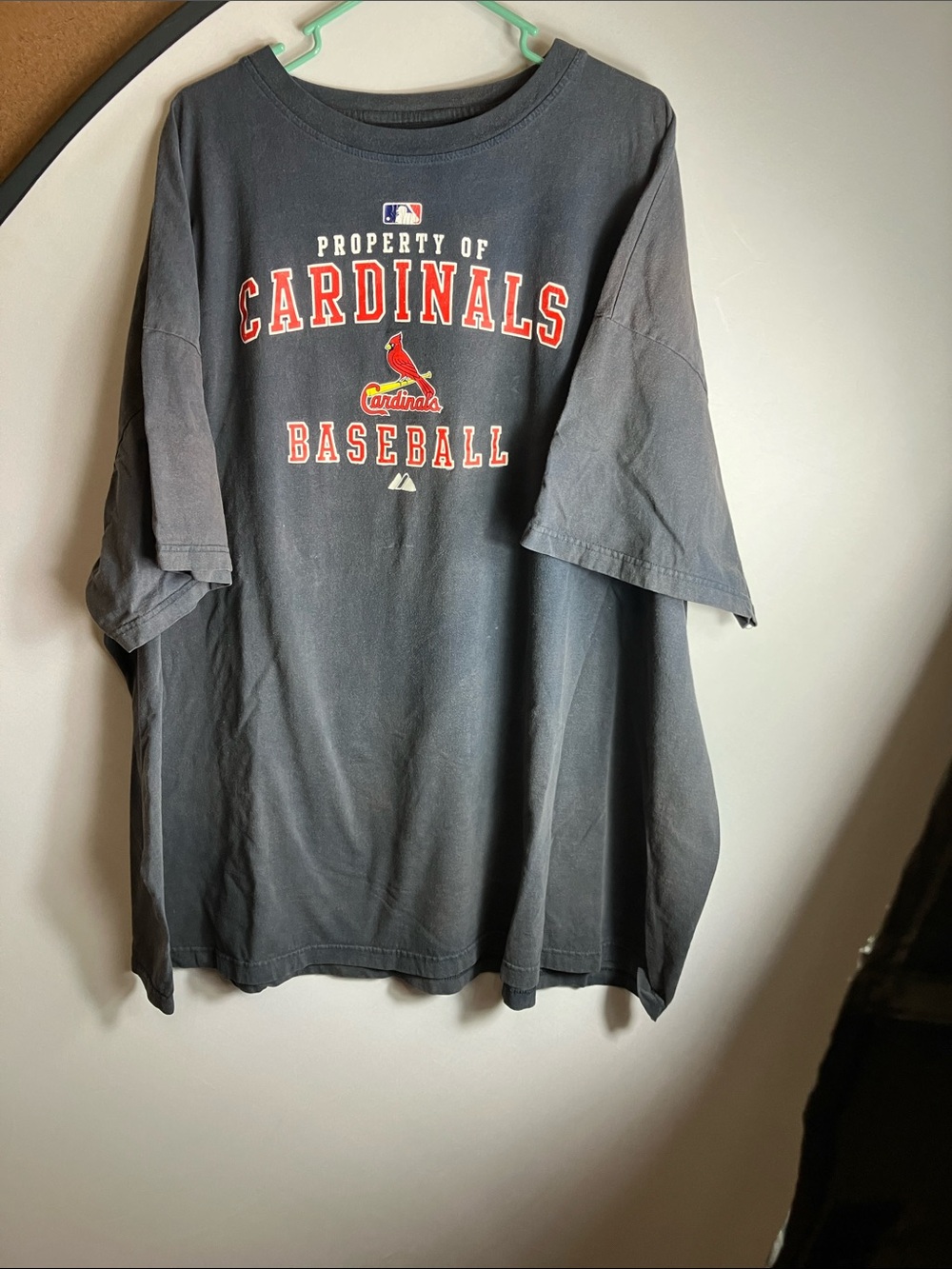 MLB Cardinals Black Tee with Red and White Logo